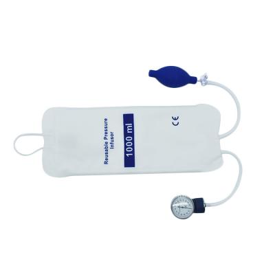 China Used for blood transfusion and liquid transfusion 1000ml reusable manual pressure infusion bag with pressure gauge for sale