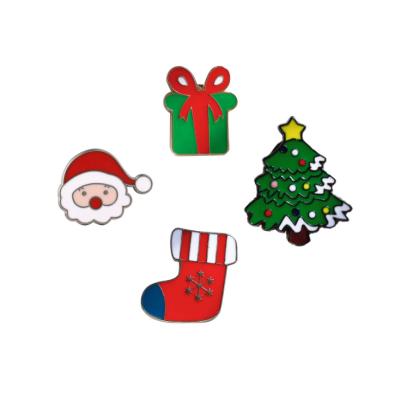 China Cute Cartoon Character Christmas Tree Brooch Santa Claus Elk Alloy Drop Oil Drop Badge Pin Christmas Pin for sale