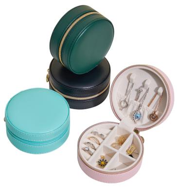 China Fashionable Round Stud Box Earring Case Storage PU Leather Travel Jewelry KA22710 Jewelry Boxes for sale