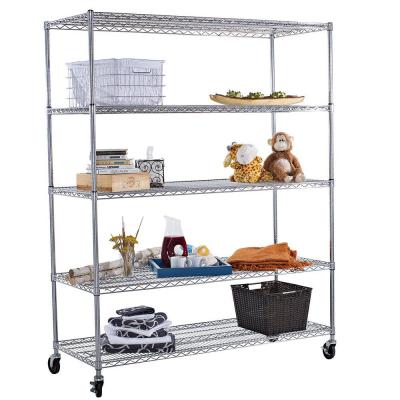 China Original Minimalist Kitchen Rack Storage Stainless Steel Shelf Rotating 360 Household Products Dish Drying 6 Tier Foldable Wire Shelving for sale