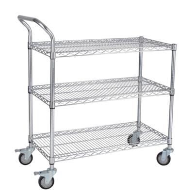 China Product Factory Price Minimalist Chrome Wire Mesh Shelf Metal Kitchen Trolley for sale