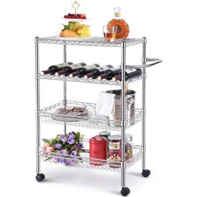 China Home Stocked Metal Frame Kitchen Spice Storage Shelving Wooden Organizer Rack Holders Trolly Row Unit for sale