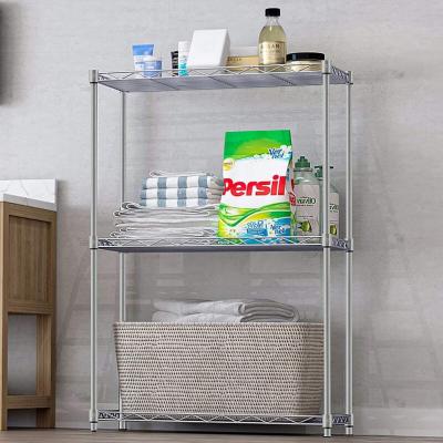 China Wholesale Minimalist Chrome Shelving Shelves Shelf Cart Black Unit Bathroom Kitchen Wire Storage Rack for sale