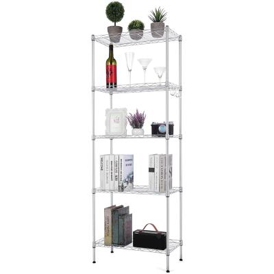 China Multinational Minimalist Factory Shelf Metal Home Living Room Supplies Organizer Garage Grid Storage 5 Tier Shelving for sale