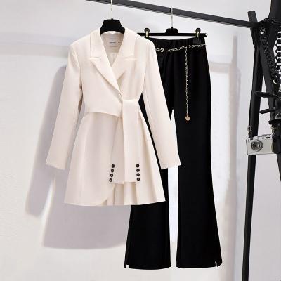 China Wholesale Hot Sale QUICK DRY Ol Suit Autumn Winter New Design Long Coat Slimming High Waist Lace Up Long Dress Blazer Dress Fashion Suit for sale