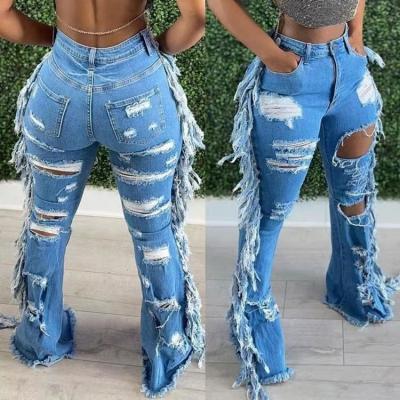 China Stylish Yeungpok's Sustainable Woman's Pants Hollow Out Latest Design Trendy Denim Women's Fashion Jeans for sale