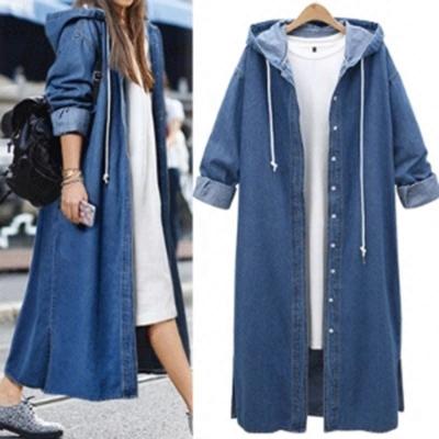 China Breathable Wholesale Oversized Denim Jacket Women's Ladies YP Women's Long Jeans Anorak Coat For Autumn for sale