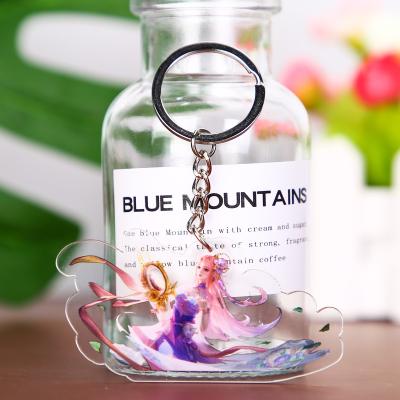 China Customized Clear Anime Hologram Keychains Keychains Acrylic Holographic Cartoon Accessories Eco-friendly Key Chain Charms for sale