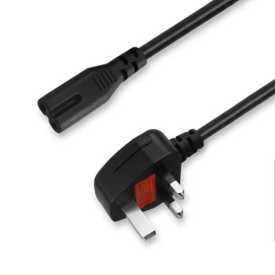 China Indoor and Outdoor High Quality 3 Pin UK Plug Power Cable British Standard AC Power Cord IEC C7 C5 C13 for sale