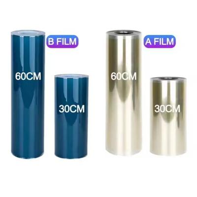 Cina 30 cm UV Dtf Ab Film Vinyl rilascio a freddo Nessun riscaldamento Nessuna scossa Dtf Pet AB Film di trasferimento in vendita