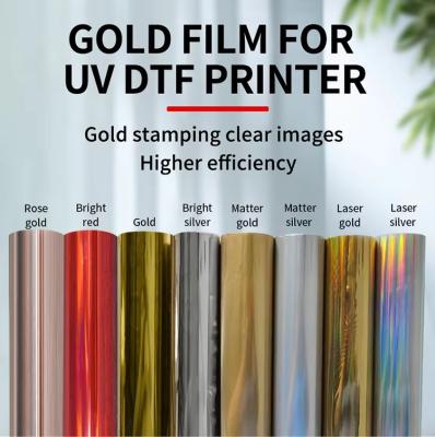 China 30cm UV DTF Hot stamping Foil Holographic film HTV heat transfer film gold silver for hard surface for sale