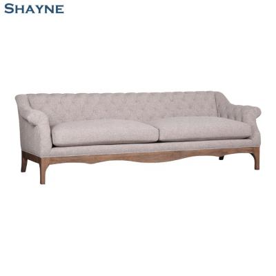 China Shayne China high end ODM factory luxury high end customize fabric American antique style living room sofa set white wood furniture for sale