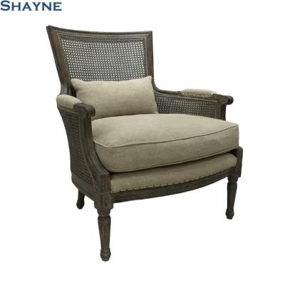 China High End Shayne ODM Manufacturer Luxury Customize Antique Baroque Style Living Room Wood American Hardwood Fabric Armchair for sale