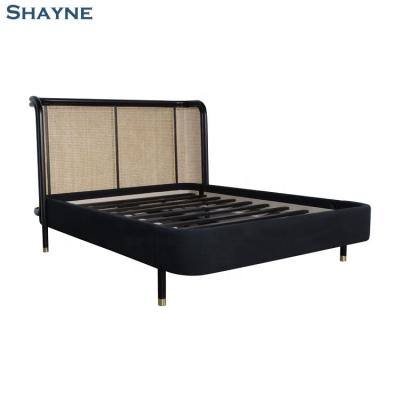 China Shayne ODM factory high-end one-stop luxury customize fabric American classic style bedroom furniture solid wood design new bed for sale