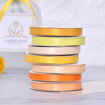 China High Tenacity Ribest Single Faced Yellow 3/8 Satin Ribbon For Flower Wrapping Hair Bow 100Yard/Roll for sale