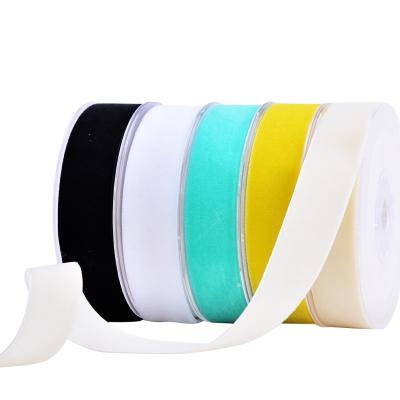 China Single Sided Recyled Ribest Color Velvet Silk Outdoor Ribbon For Gifts Packaging Polyester Wholesale 3-50MM for sale