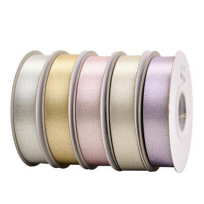 China RIBEST Christmas Daily Silver Mesh Satin Ribbon with Logo Hair Decoration Box Rolls for sale