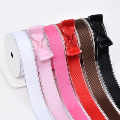 China Silver Metallic Grosgrain Ribest Edge Grosgrain Ribbon For Wedding Gift Wrapping 6-38MM for sale