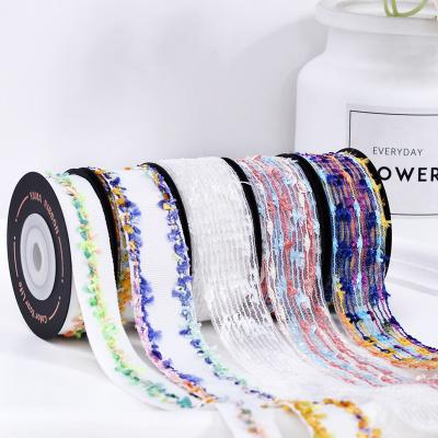 China RIBEST Floral Custom Gift Wrapping Brush Trim Ribbon Polyester Lace Personalized Roll for sale