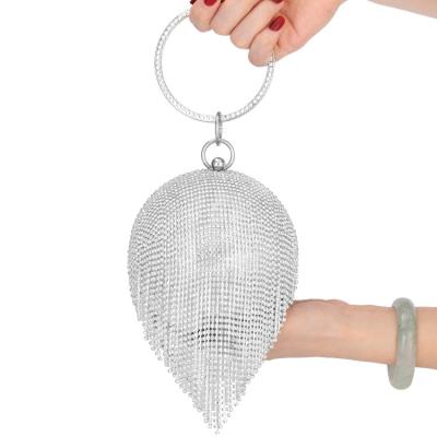 China High Capacity Luxury Clutch Bag Full Crystal Banquet Hand Bag Ball Shaped Chain Evening Clutch Lady Handbags Wedding Purse Clutches for sale