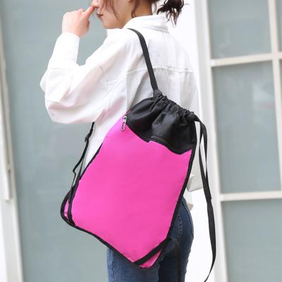 China Custom Waterproof Soft Front Pocket Heavy Duty Drawstring Rope Backpack Logo Large Drawstring Large Thick for sale