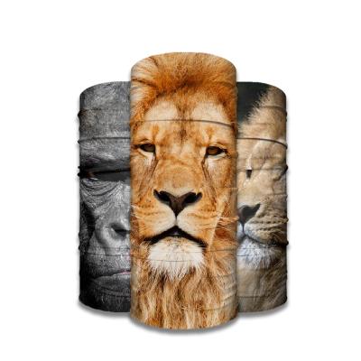 China Customized logo flag buffs protective face masks bandana seamless multifunctional animal lion print headwear bandana for sale