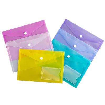 China Popular Goods Transparent A5 Button Folder Snap Bag With Transparent Business Card Folder Bag Information Bag for sale