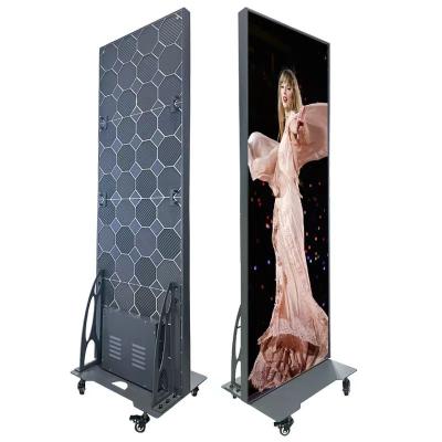 China Single Side Indoor LED Poster Display With Movable Wheels for shopping malls or halls for sale