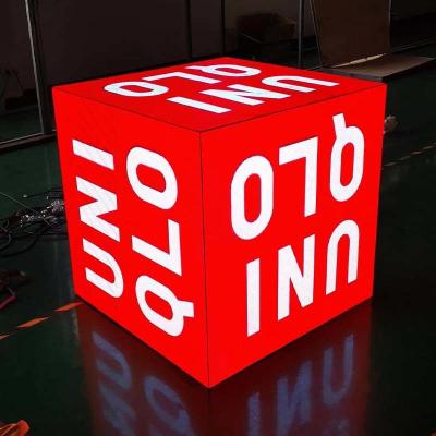 China P3.91 Full Color Indoor Outdoor HD Led Cubic 5 Sides Square LED Cube Custom Size for sale