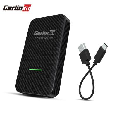 China Carlinkit plug and play 3.0 U2W plus carbon fiber apple car game system dongle box wireless carplay adapter for sale