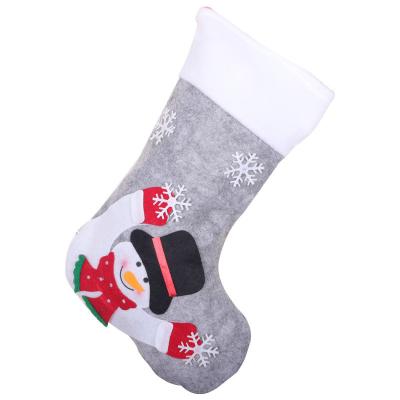 China Eco-Friendly Christmas Stocking Gift Bag Gray With Lights Christmas Eve Decoration Candy Boot Bag Christmas Tree Pendant for sale