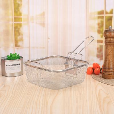 China Viable Wholesale Stainless Steel Crisper Drain Rack Tray Holder Basket Oil Crispy Square French Grill Steel Organizer for sale