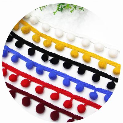 China Tassel ball contton lace edge tassel diy handmade apparel high plush decorative viable colored nylon elastic ball lace for sale