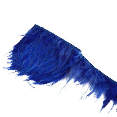 China Feather Handcraft Colorful Lace Feather Skirt 8-15cm Stage Costume Strip DIY Rooster Hair Feather Fabric Acute Feather Lace Fabric for sale