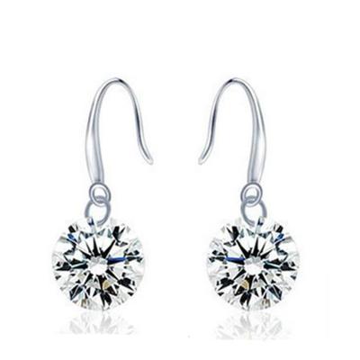 China Classic Vintage Wedding Earrings Silver Round Zircon Drop Earrings For Women Jewelry for sale