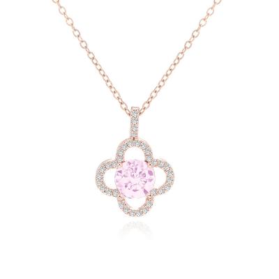 China Fashion Four Leaf Clover Simple Clavicle Chain Female Zircon Snap Pendant Necklace for sale