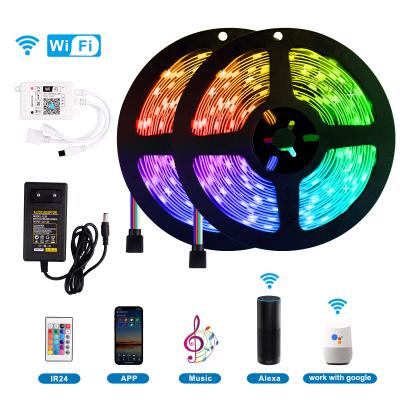 China UL 65.6ft 50 ft 10m home ce 50ft led strip alexa rgb tv light color smart kit with remote for bedroom rgb led strip for sale