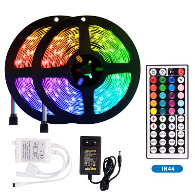 China 12v home led strip light rgb decoration lighting led strip lights 10m 5m smart with remote kitchen color 5050 strip led rgb 44 key for sale