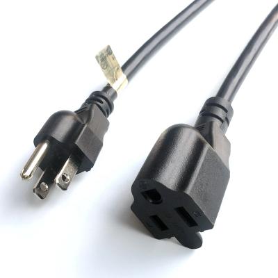 China Black Consumer Electronics 6ft cUL NEMA 5-15P To 5-15R US Extension Cord 3X16AWG for sale