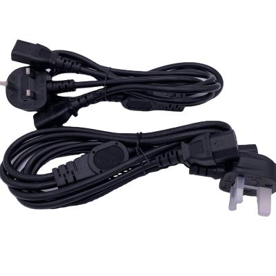 China Household Black Appliance Plug Extension Cord Power Splitter H05VV-F 3G1.5mm2 1.8m BS 1363 10A UK for sale