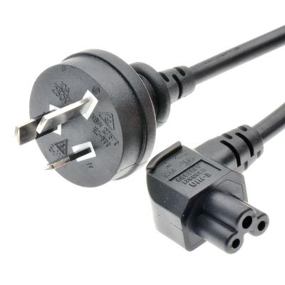 China Household Appliance Black 6ft Australia Three Prong Notebook Power Cord With Angle C5 H05VV-F 3G*0.75mm2 for sale