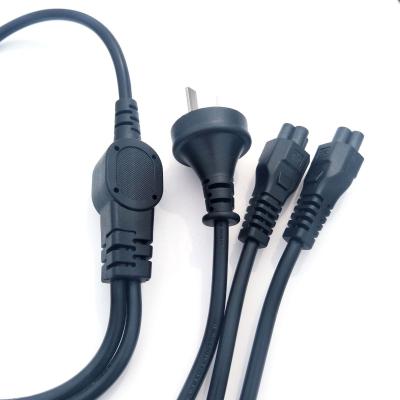 China Household Appliance 6ft SAA Black Australian Mains Lead With Dual IEC C5 H05VV-F 3G*0.75mm2 for sale