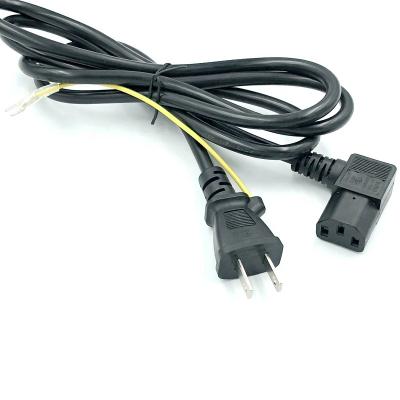 China Black Industrial Equipment 2m 2 Pin Plug Power Cord With Japan Plug Rated 12A-125V 3x1.25mm2 for sale