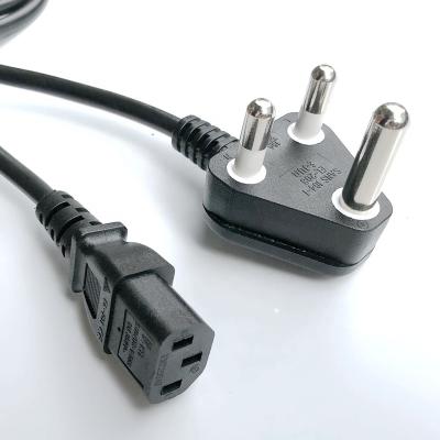 China Appliance household black power cord 1.8m SANS 6A 250V South Africa with c13 HO5VV-F 3x0.75mm2 for sale