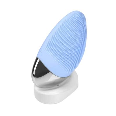 China 2022 Acne Treatment Home Use Silicone Waterproof Rechargeable Electric Soft Facial Massager Vibration Warm-Up Cleansing Brush for sale