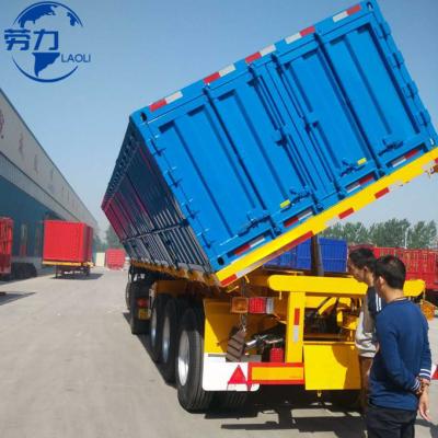 China Truck Trailer 3 axle 80ton heavy duty side dump semi-trailer or rear dump semi trailer export to Uzbekistan with Automatic tarpaulin for sale