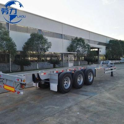 China Truck Trailer Laoli brand Flatbed trailer 40ft Container Chassis Trailer Intermodal Chassis with twist lock 20ft skeleton container trailer for sale