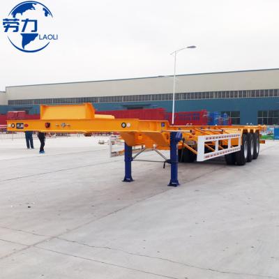 China Truck Trailer Laoli brand Transport 20 foot 40 ft container chassis skeleton trailer manufacturers in china with high quality lower price for sale