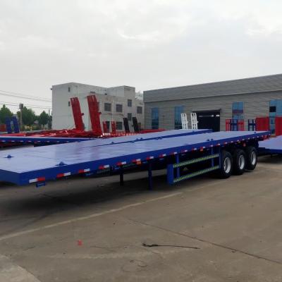 China Truck Trailer Shipping 50 Ton 30 Ton Low Truck 20ft flat bed 40 Feet 40ft Container Flatbed Trailer For Sale for sale