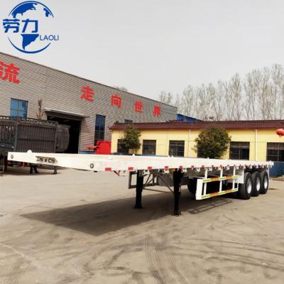 China Truck Trailer 40-60 Tons 2 3 4 axles Flatbed 20ft 40ft 45ft Container Semi truck trailer or Flatbed Cargo Semi truck trailer for sale